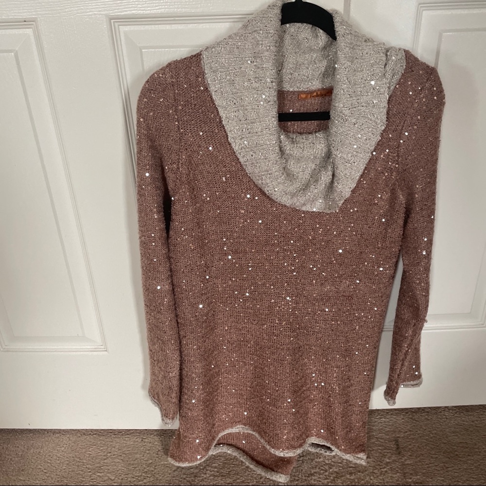 Woman’s Copper cowl neck sweater - it’s glitters!